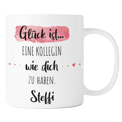 Keramik Tasse mit Namen | Glück ist eine Kollegin wie dich zu haben