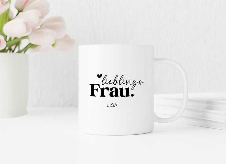 Personalsiertes Paar Geschenk | Lieblingsfrau | Name | für deine Freundin | Partnerin | weiße Kaffee Tasse | Einzigartiges Geschenk für sie