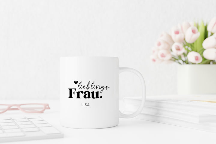 Personalsiertes Paar Geschenk | Lieblingsfrau | Name | für deine Freundin | Partnerin | weiße Kaffee Tasse | Einzigartiges Geschenk für sie