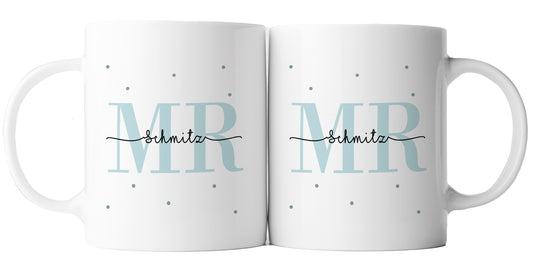 Keramik Tassen-Set mit Namen + Datum | Mr + Mr