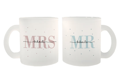 Glas Tassen-Set mit Namen + Datum | Mrs + Mr