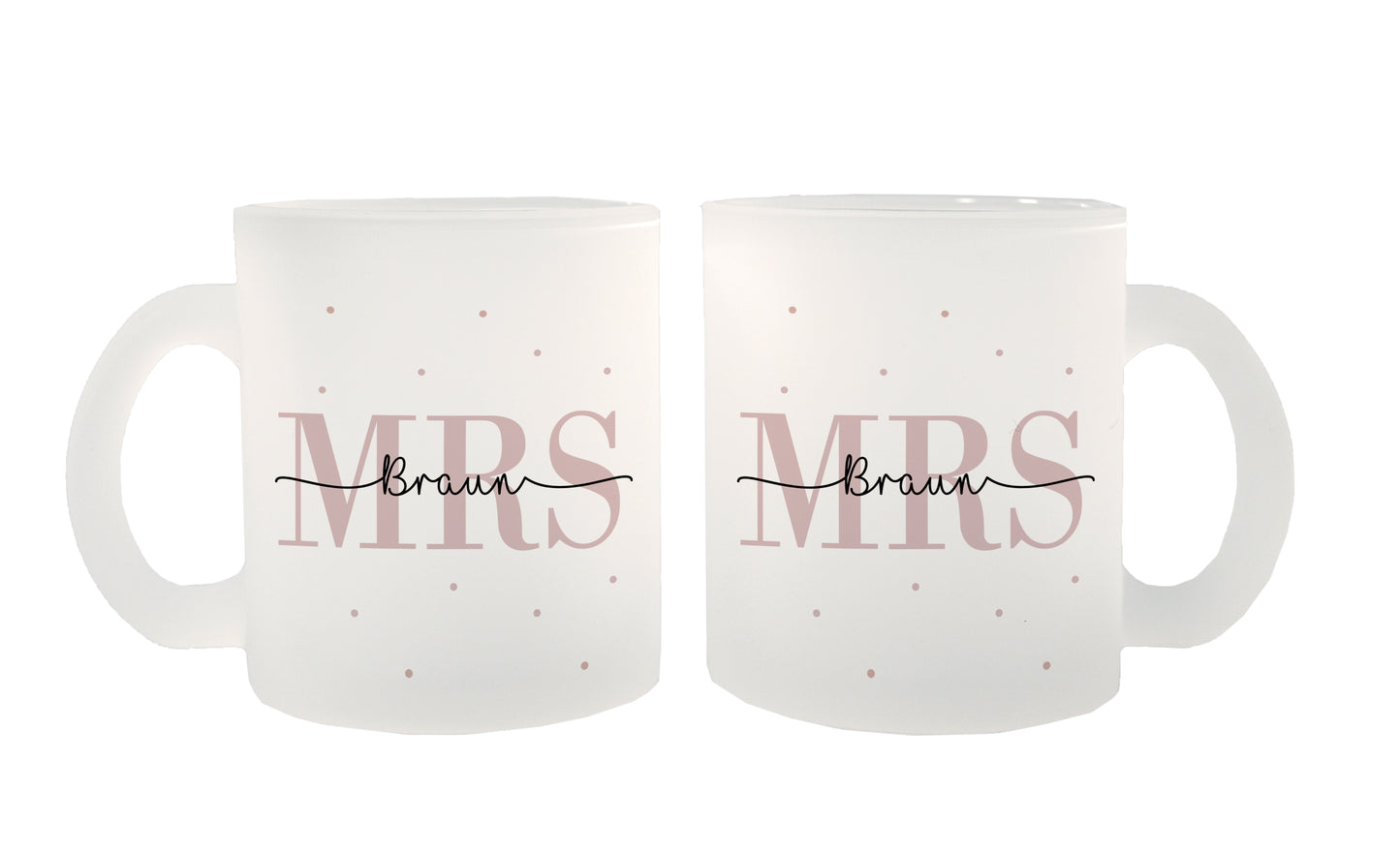 Glas Tassen-Set mit Namen + Datum | Mrs + Mrs