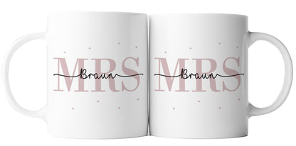 Keramik Tassen-Set mit Namen + Datum | Mrs + Mrs