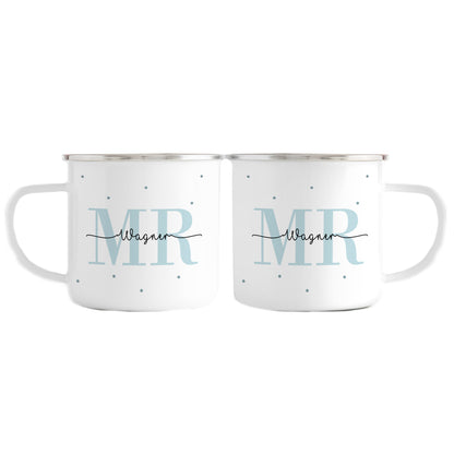 Emaille Tassen-Set mit Namen + Datum | Mr + Mr