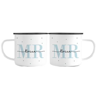 Emaille Tassen-Set mit Namen + Datum | Mr + Mr