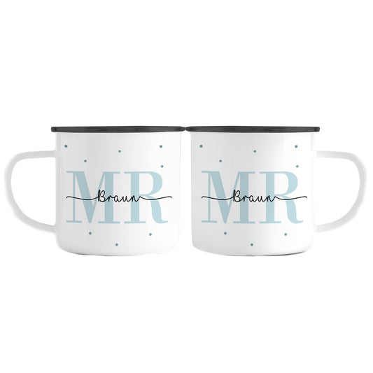 Emaille Tassen-Set mit Namen + Datum | Mr + Mr