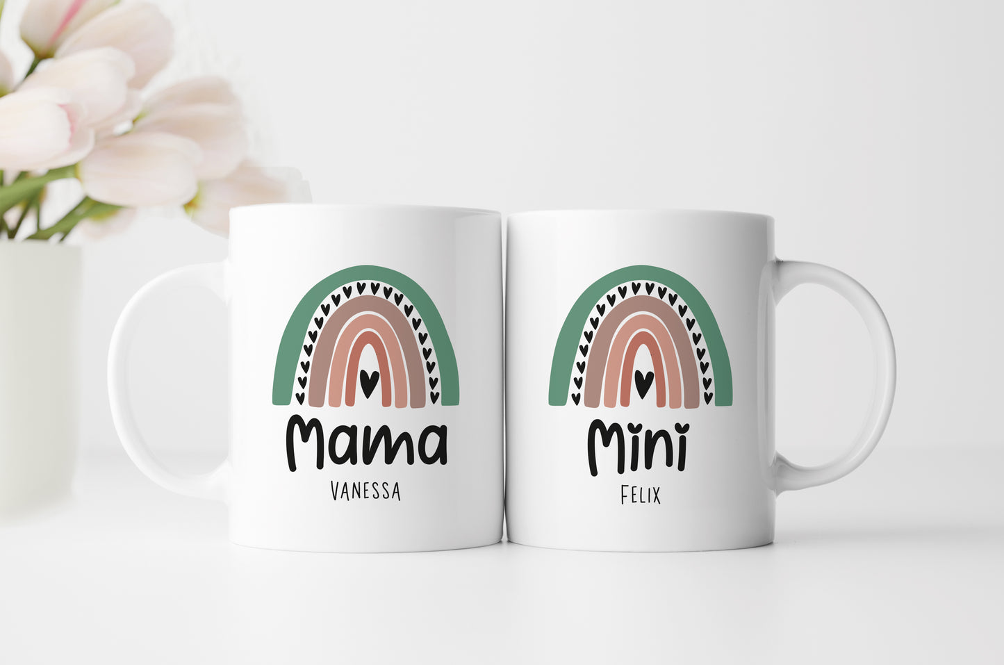 Keramik Tassen-Set mit Name | Mama + Mini