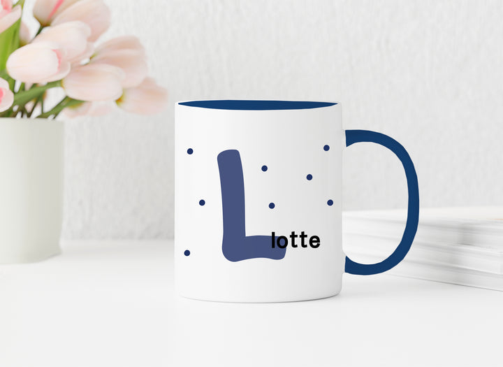 Personalisierte Tasse | Initiale Name | zum Verschenken | für Kinder und große Leute | Geburtstag | Keramik in 13 verschiedenen Farben