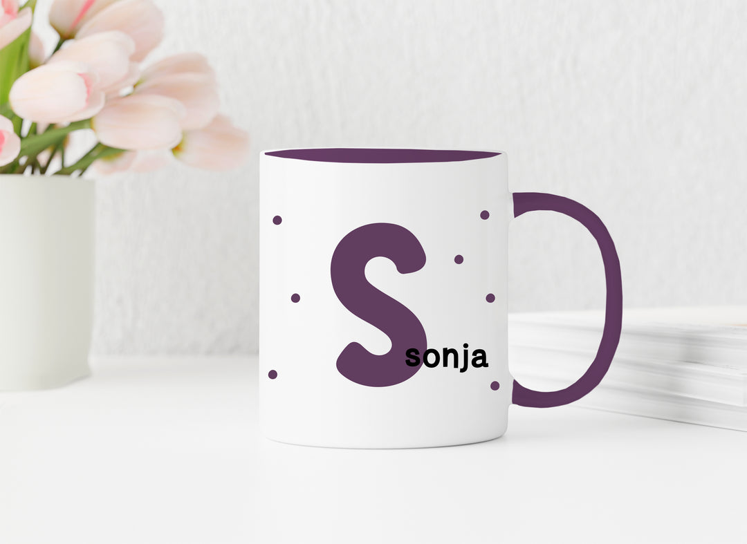 Personalisierte Tasse | Initiale Name | zum Verschenken | für Kinder und große Leute | Geburtstag | Keramik in 13 verschiedenen Farben