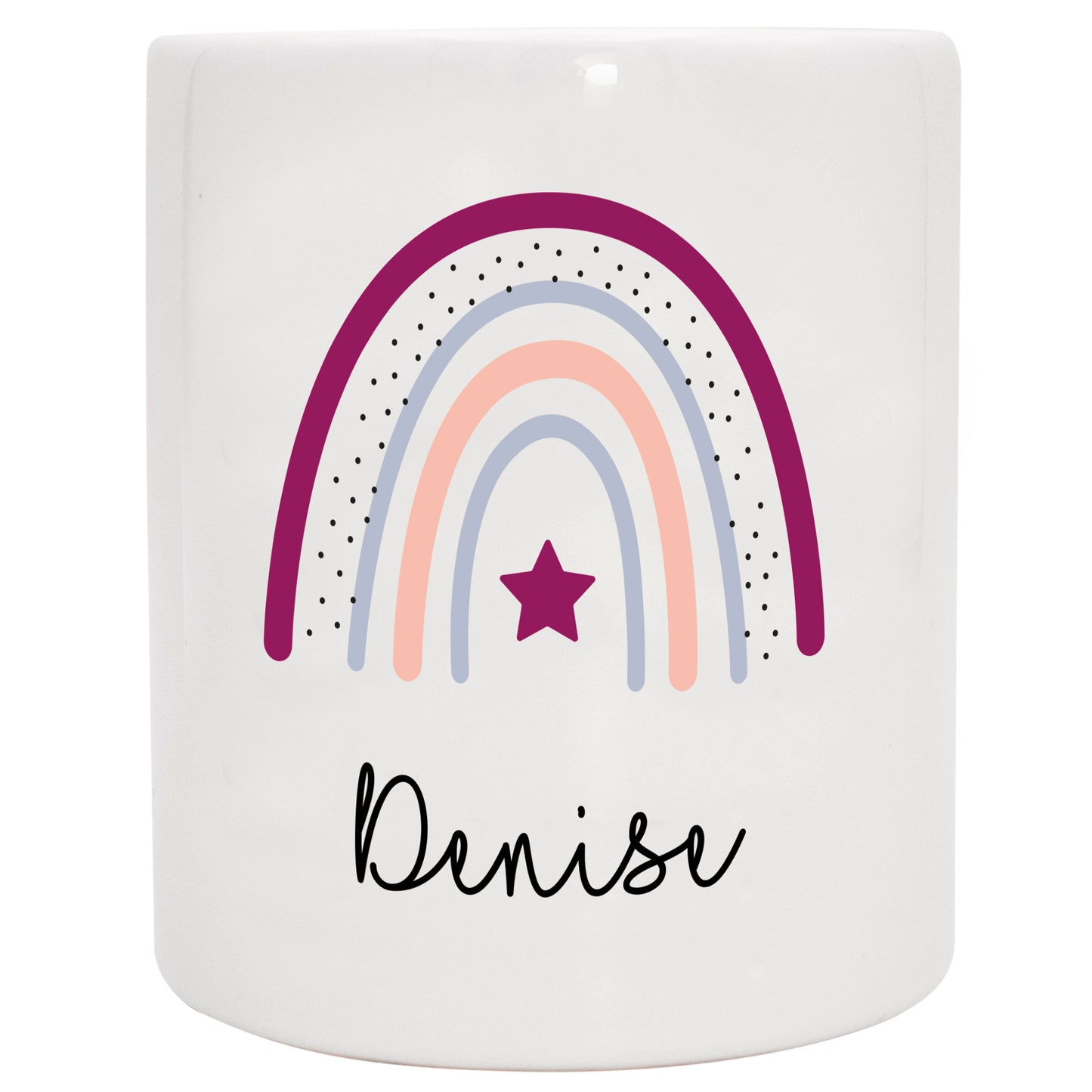 Keramik Spardose mit Name | Regenbogen beere- lila