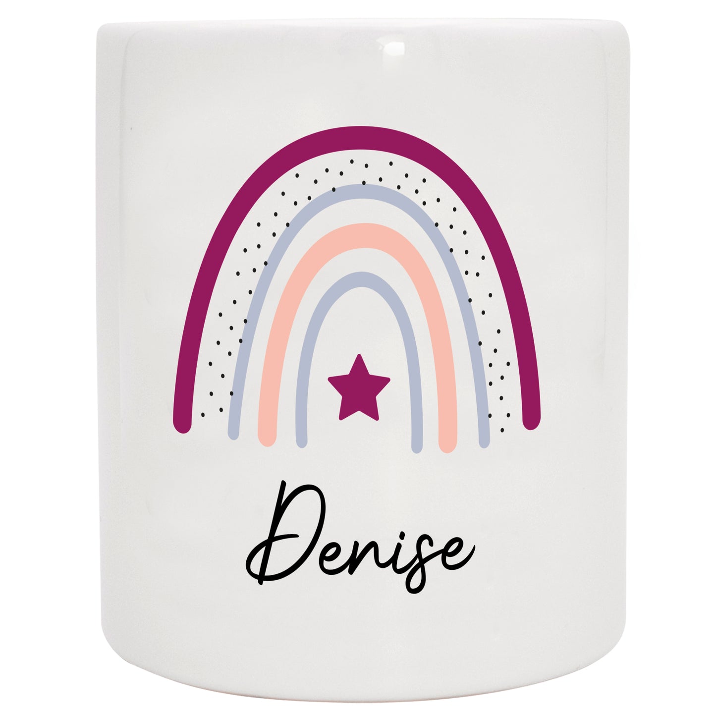 Keramik Spardose mit Name | Regenbogen beere- lila