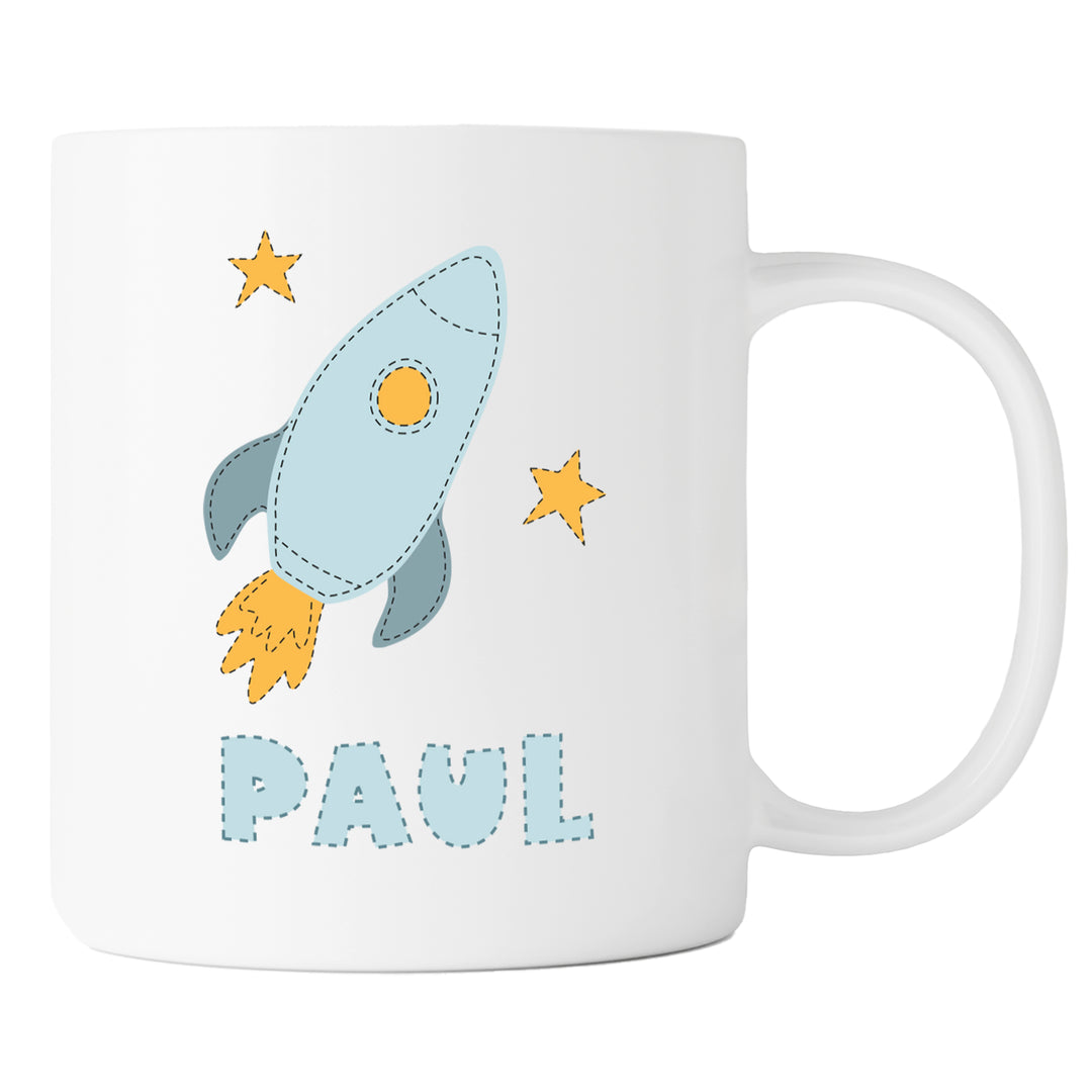 Personalisierte Tasse | mit Wunschnamen | Rakete ins Weltall | Geschenk mit Name zum Geburtstag | für Astronaut und Astronautin