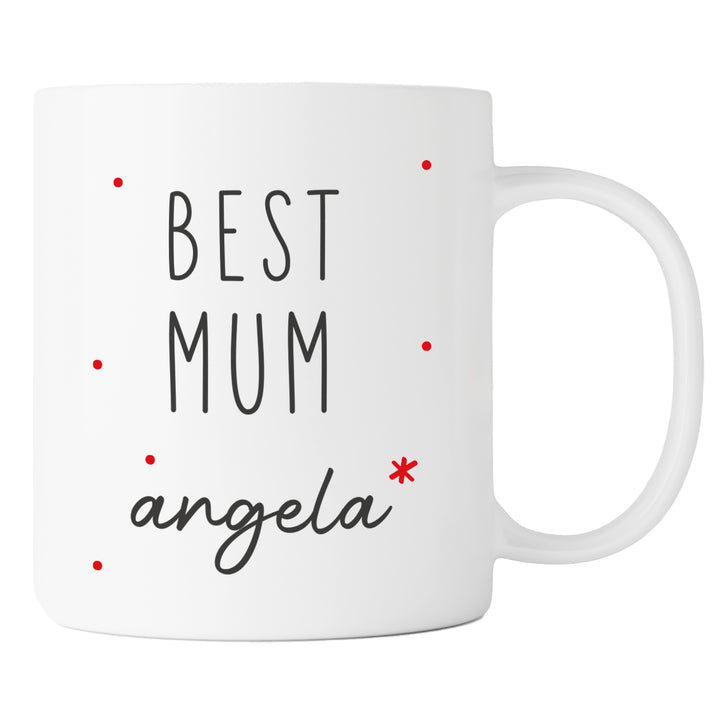 Best (Bonus) Mum Tasse | Mama | Geschenk personalisiert | für Mutter, Schwiegermutter, Oma | rot | Keramik Kaffeetasse mit Wunschnamen