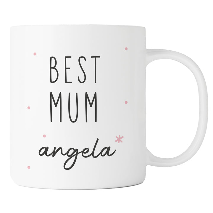 Best (Bonus) Mum Tasse | Mama | Geschenk personalisiert | für Mutter, Schwiegermutter, Oma | rosa | Keramik Kaffeetasse mit Wunschnamen