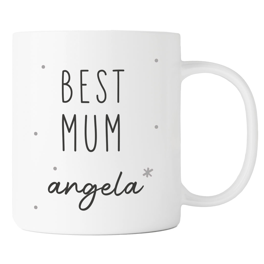 Best (Bonus) Mum Tasse | Mama | Geschenk personalisiert | für Mutter, Schwiegermutter, Oma | grau | Keramik Kaffeetasse mit Wunschnamen