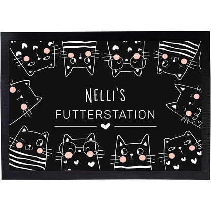 Napfunterlage mit Name | Futterstation | Katzen