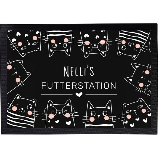 Napfunterlage mit Name | Futterstation | Katzen