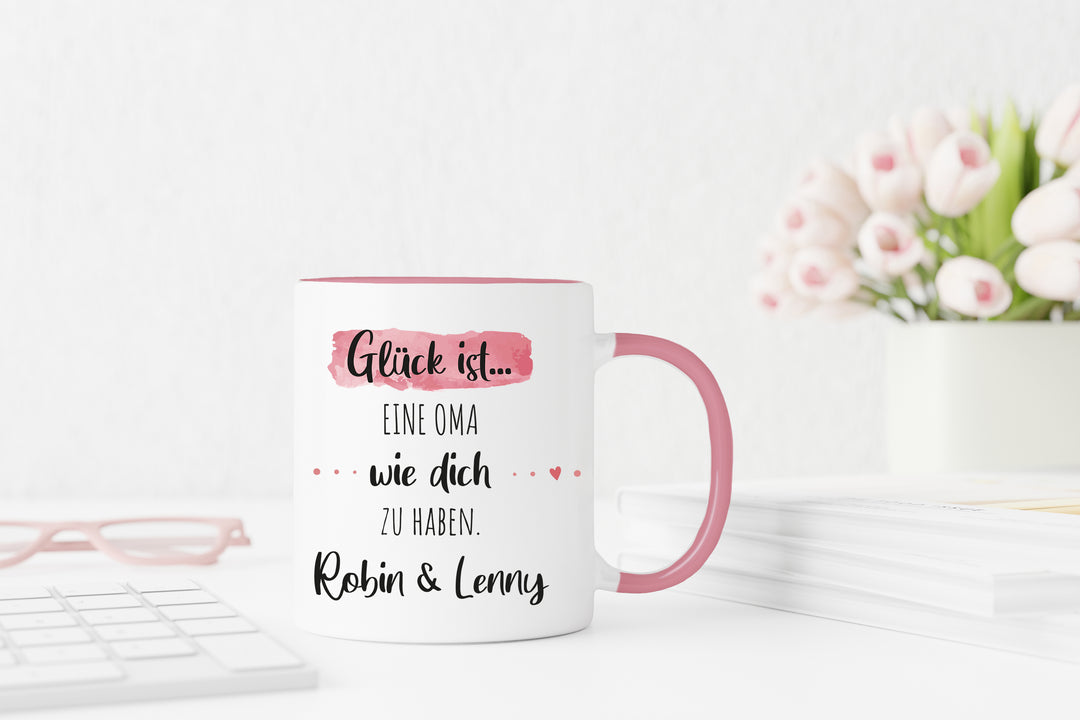 Glück ist eine Oma wie dich zu haben | Tasse mit Wunschnamen personalisiert