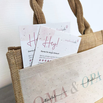 Personalisierte Geschenktasche | Oma + Opa | mit Name | Jute Pocket Tasche | besondere Geschenkverpackung für Großerltern von Enkel Kinder