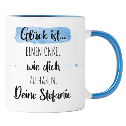 Keramik Tasse mit Namen | Glück ist einen Onkel wie dich zu haben