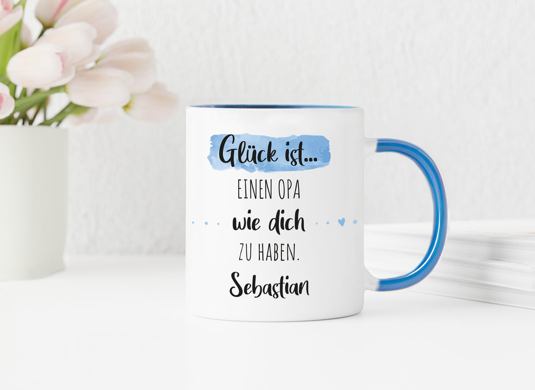 Glück ist einen Opa wie dich zu haben | Tasse mit Wunschnamen personalisiert