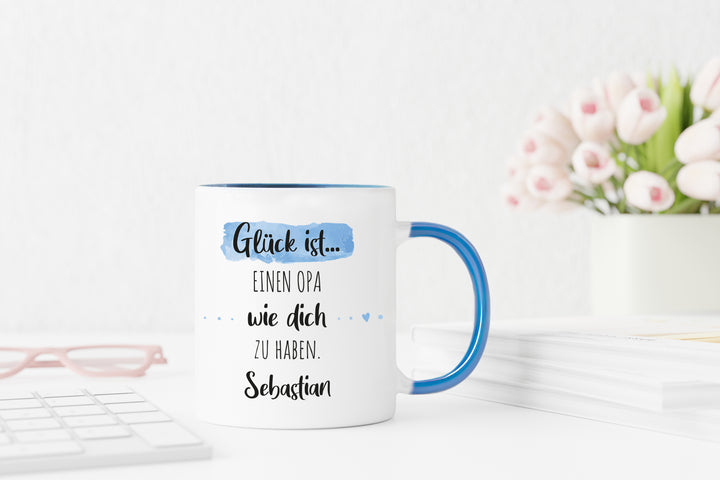 Glück ist einen Opa wie dich zu haben | Tasse mit Wunschnamen personalisiert