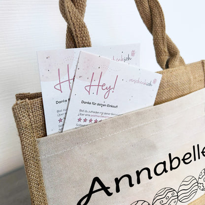 Jute Pocket Tasche mit Namen | Ostereier
