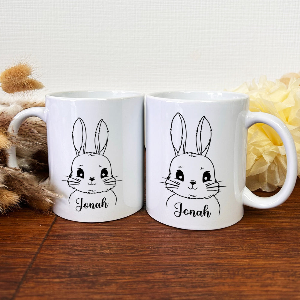 Keramik Tasse mit Namen | Hasen Junge