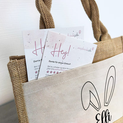Jute Pocket Tasche mit Namen | Hasenohren 2