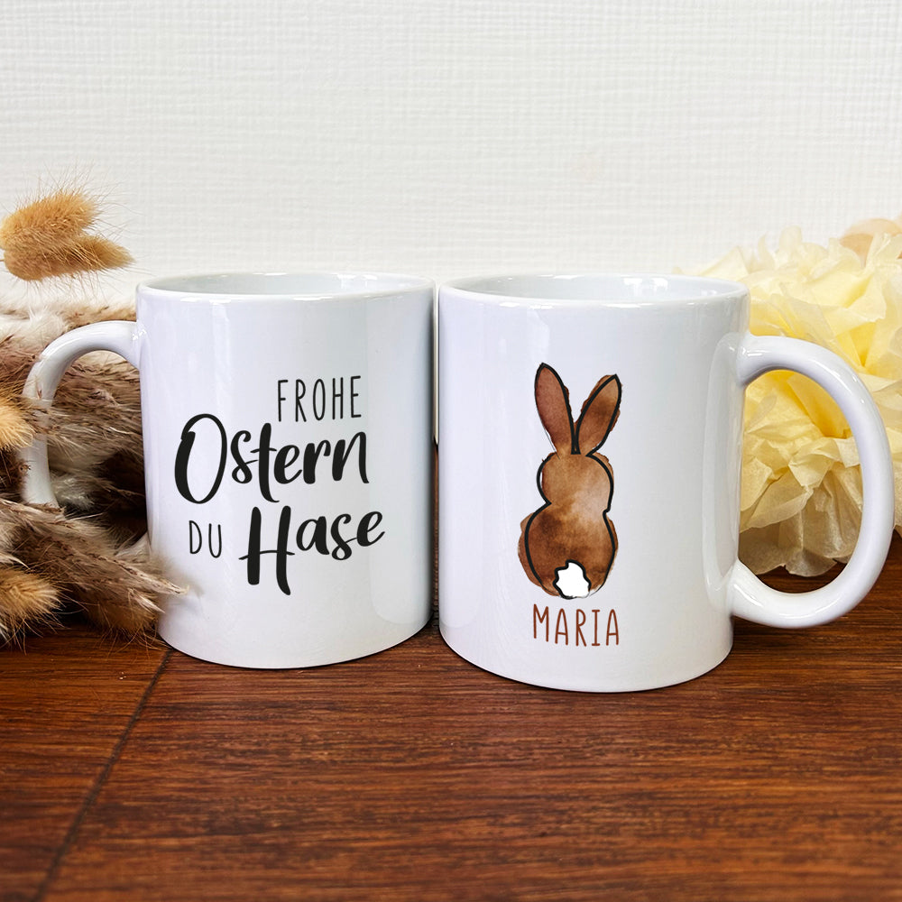 Keramik Tasse mit Namen | Frohe Ostern du Hase