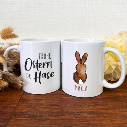 Keramik Tasse mit Namen | Frohe Ostern du Hase