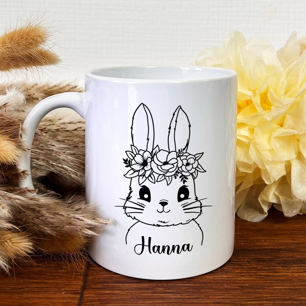 Keramik Tasse mit Namen | Hasen Mädchen