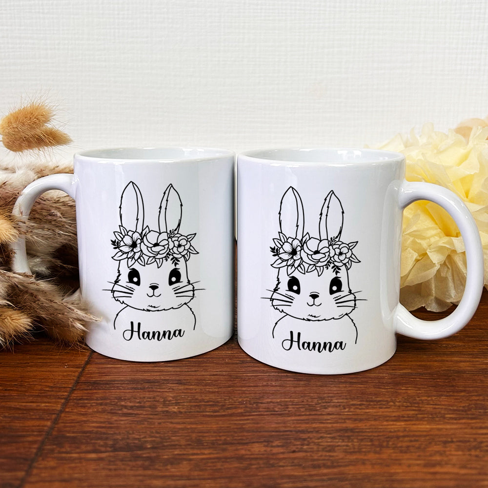 Keramik Tasse mit Namen | Hasen Mädchen