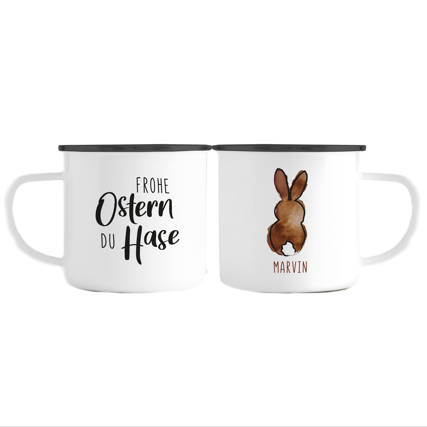 Emaille Tasse mit Name | Frohe Ostern du Hase