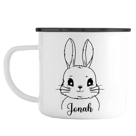 Emaille Tasse mit Namen | Hasen Junge