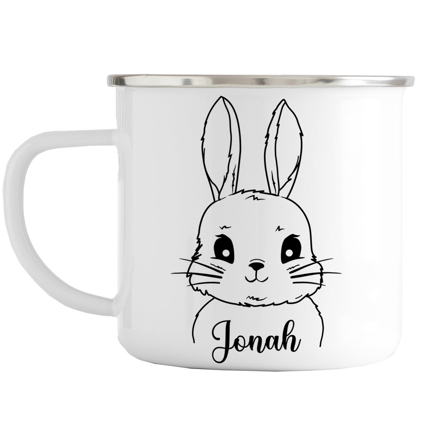 Emaille Tasse mit Namen | Hasen Junge