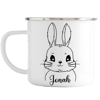Emaille Tasse mit Namen | Hasen Junge