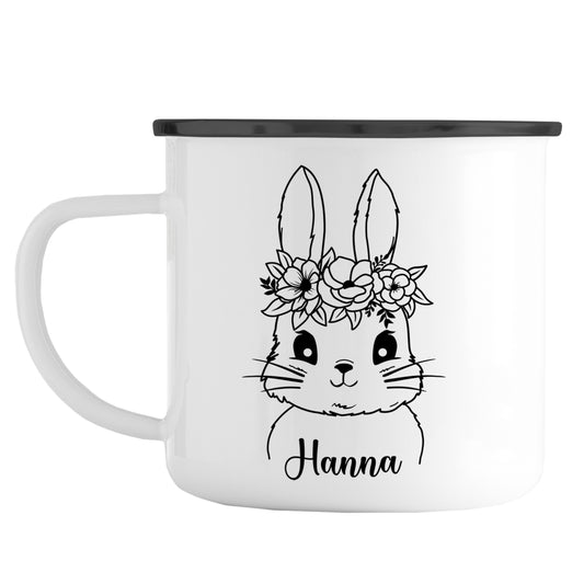Emaille Tasse mit Namen | Hasen Mädchen