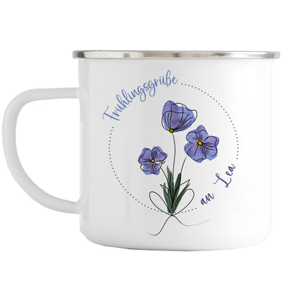 Emaille Tasse mit Name | Veilchen