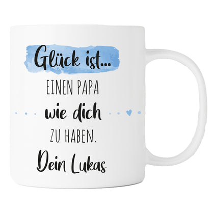 Keramik Tasse mit Namen | Glück ist einen Papa wie dich zu haben