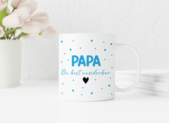 Papa du bist wunderbar | blau | weiße Kaffeetasse