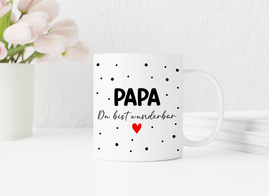 Papa du bist wunderbar | schwarz | weiße Kaffeetasse
