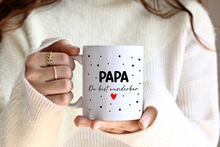 Papa du bist wunderbar | schwarz | weiße Kaffeetasse