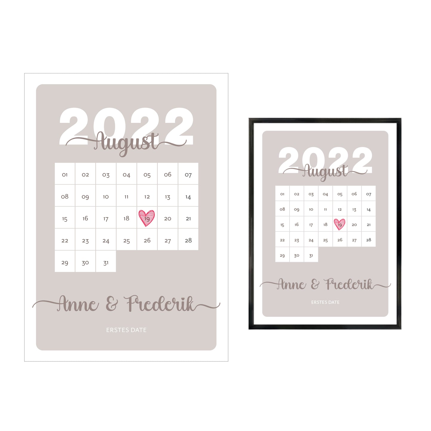 Poster | Kalenderblatt mit Namen + Datum