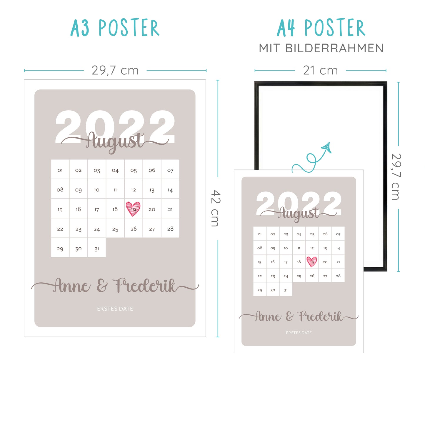 Poster | Kalenderblatt mit Namen + Datum