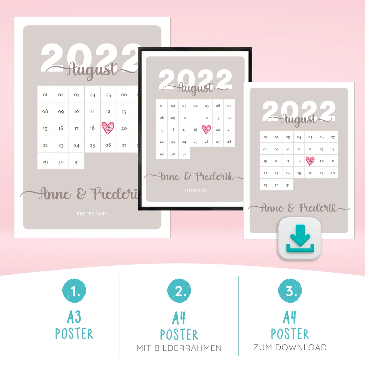 Poster | Kalenderblatt mit Namen + Datum