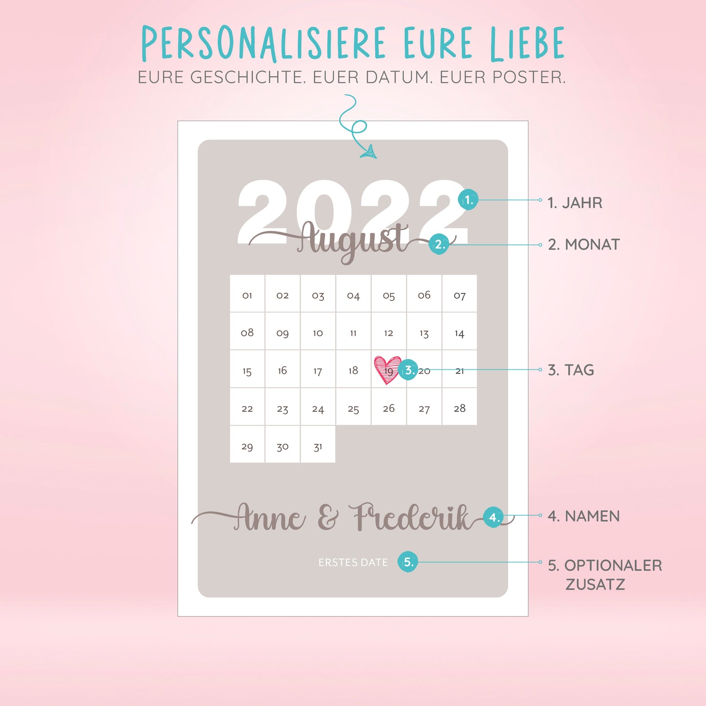 Poster | Kalenderblatt mit Namen + Datum