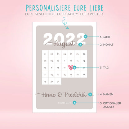 Poster | Kalenderblatt mit Namen + Datum