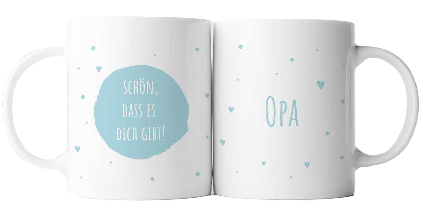 Keramik Tasse mit Namen | Schön, dass es Dich gibt | hell- blau