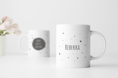 Keramik Tasse mit Namen | Schön, dass es Dich gibt | grau
